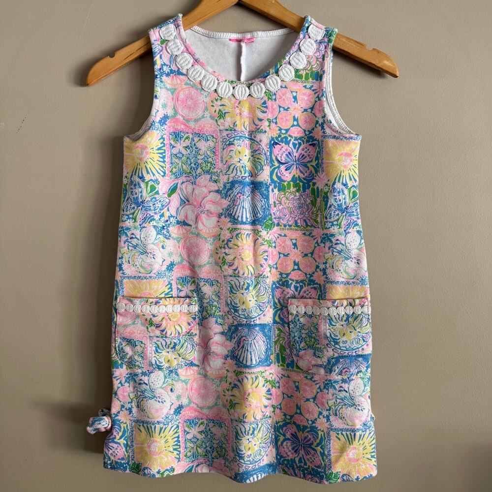 Lilly Pulitzer Little Lilly Knit Shift Dress Patch My Drift Print Lace Trim